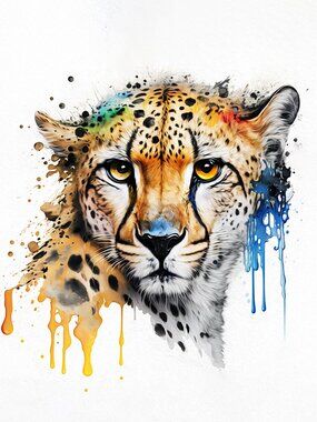 4x6 Cheetah Watercolor Oil Painting Wall Art Print